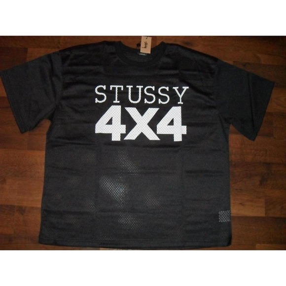 Stussy 4X4 Black Mesh Football Jersey Men's XL Large Motorcross Streetwear NWT - Picture 1 of 6